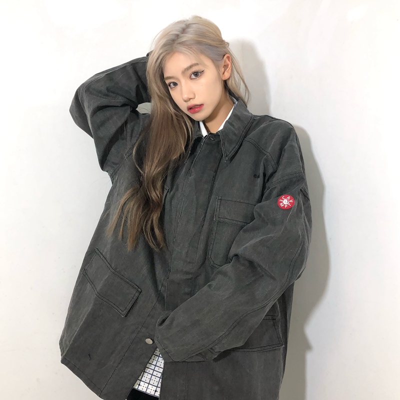 LIFE CAVEMPT水洗黑四口袋CE工装夹克男女阿美休闲男士中长款外套