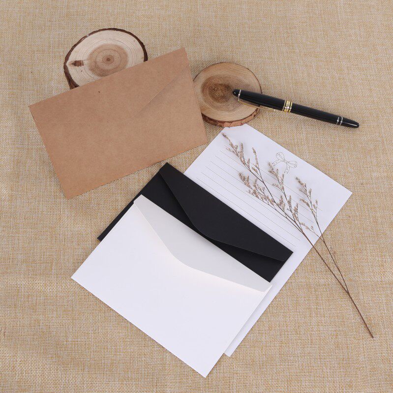 日韩系小信封空白黑色牛皮纸小清新文艺情书明信片信封