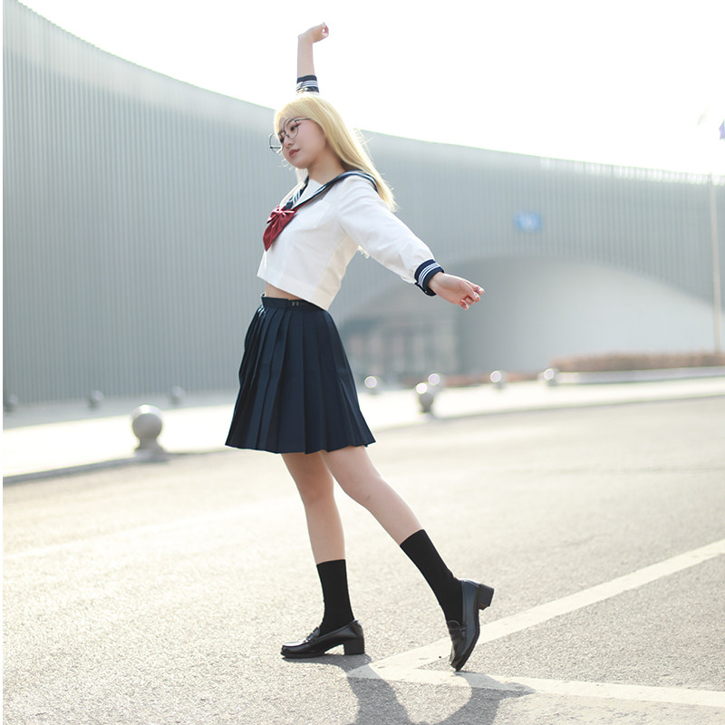 三件水手羽根红色制服jk关西件套长袖星球学生校服