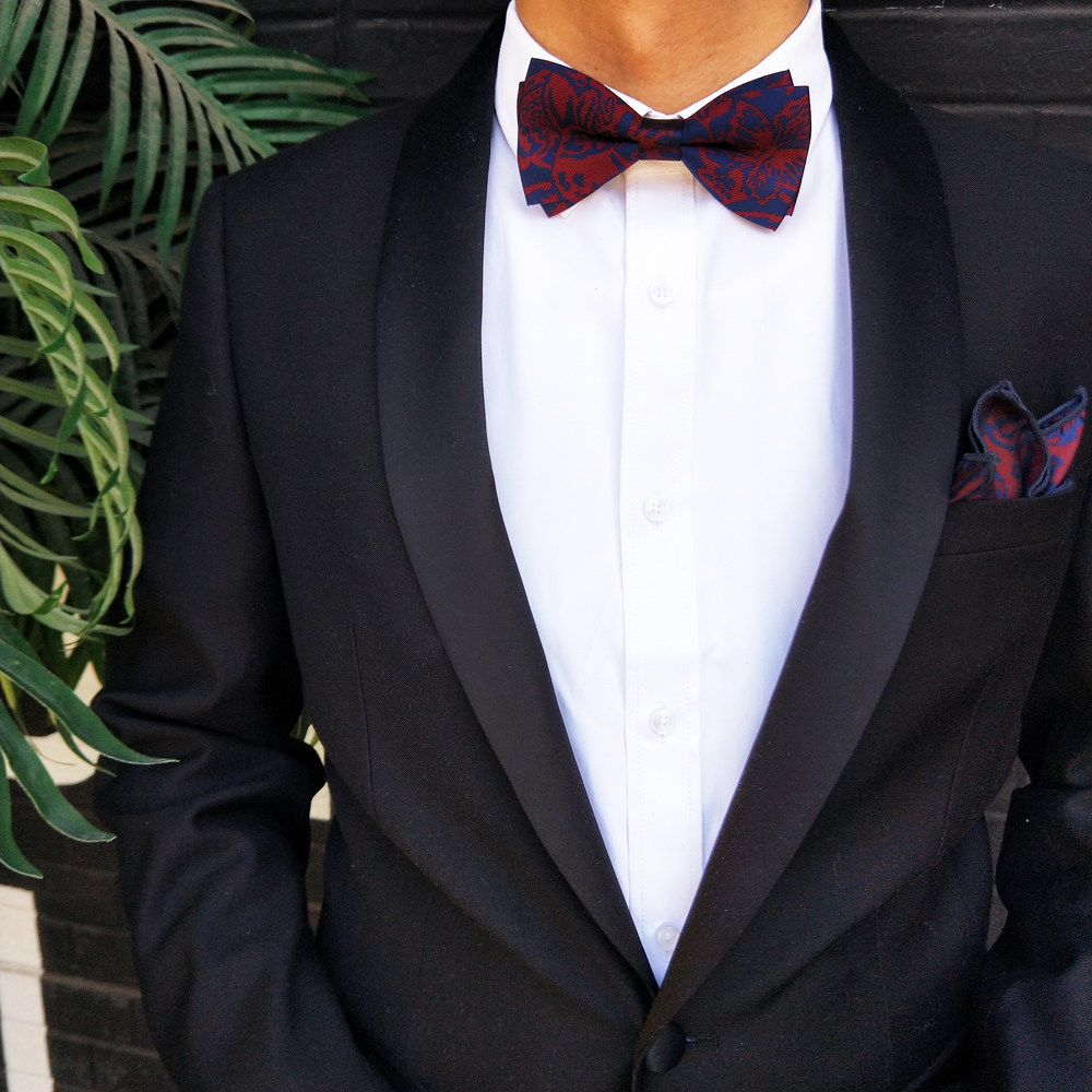 海德公园原创包邮新郎伴郎西服礼服红色蓝色森系刺绣提花男士领结