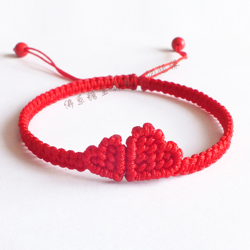 爱心手链转运红绳脚绳编织情侣一对简约学生手链