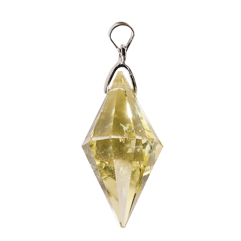 天瑜矿物天然黄水晶灵摆双锥吊坠原石锁骨项链创意个性礼物送女生