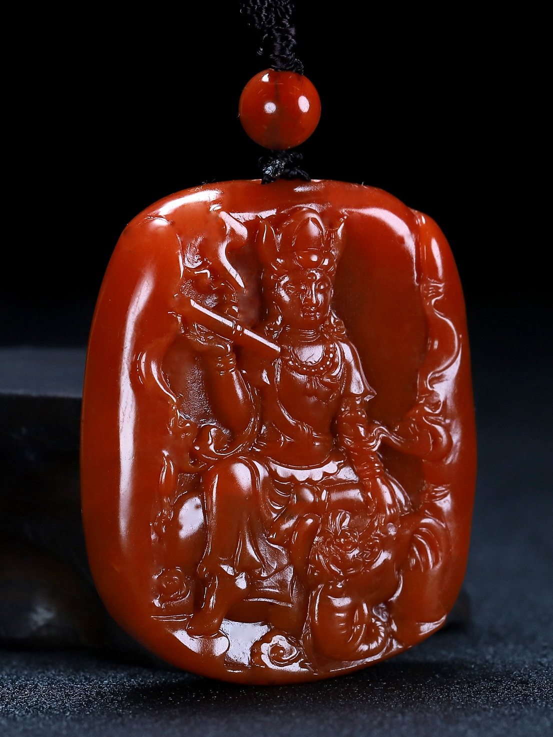 墨雨轩天然凉山南红玛瑙吊坠普贤菩萨玉坠龙蛇项坠