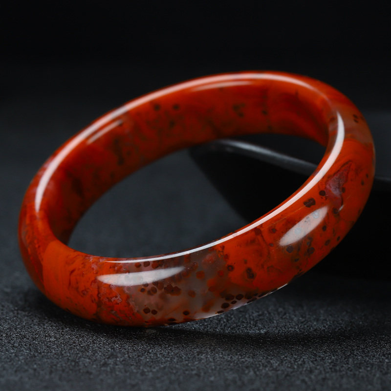 南红手镯墨雨轩天然凉山玛瑙冰飘正品玉镯内径手镯