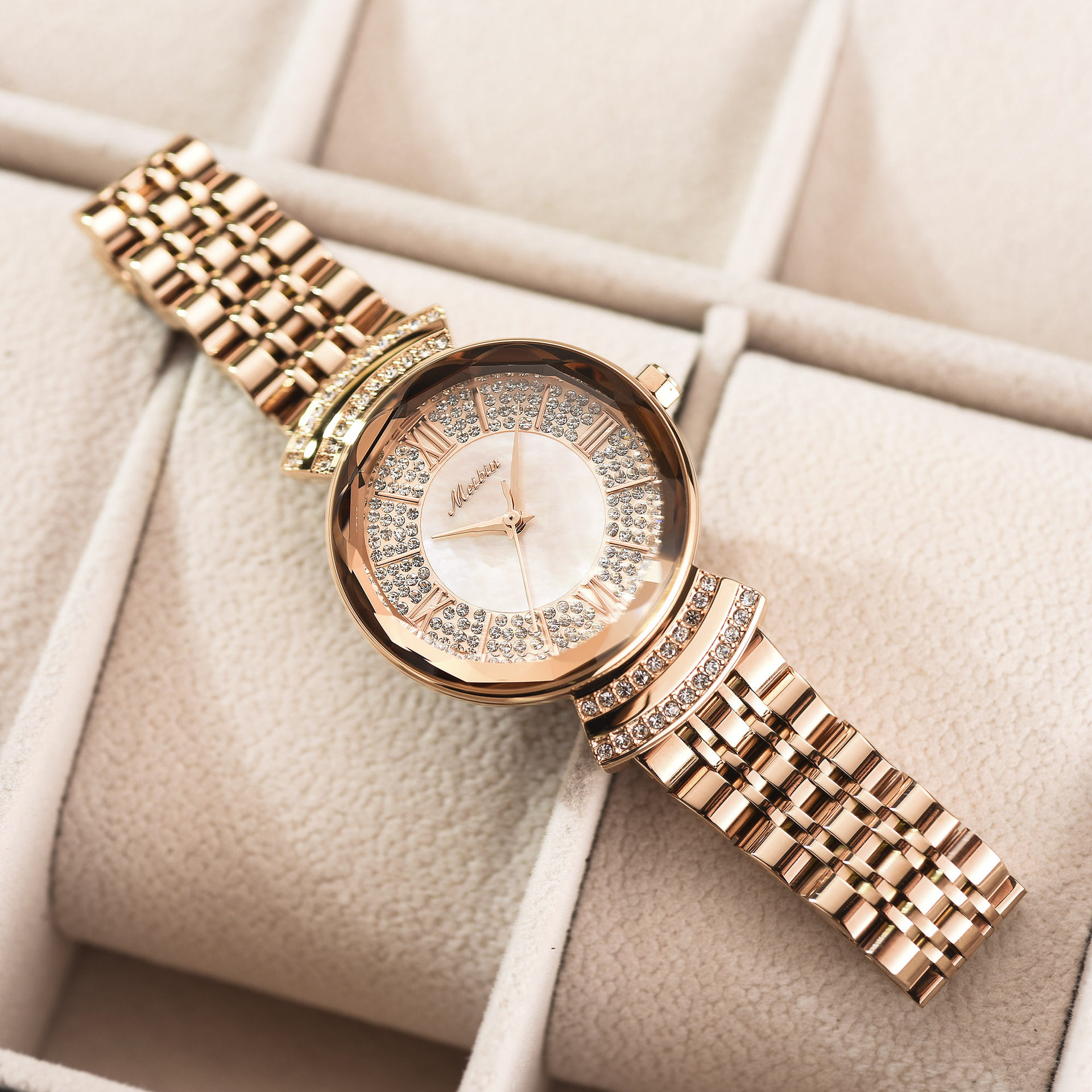 直播同款正品手表女美meibin钢带石英表ins小众国产腕表