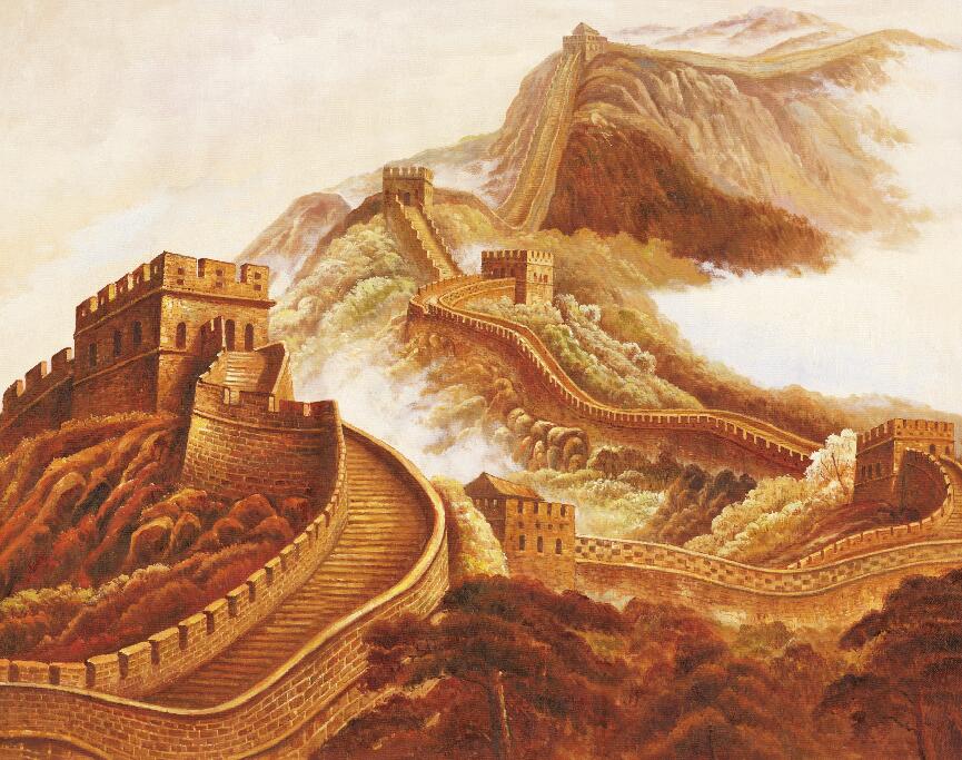 办公室公司江山永固靠山长城成功壁画油画客厅定制壁画