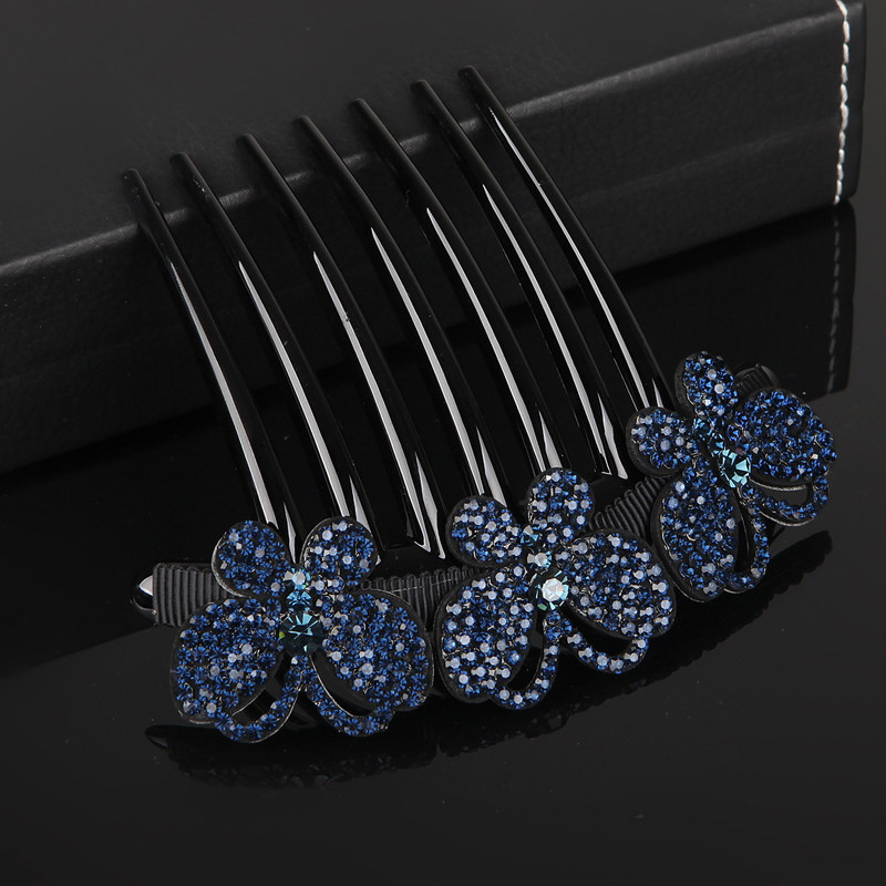 蝴蝶发梳手工水钻盘头七齿梳头头饰优雅大气发饰