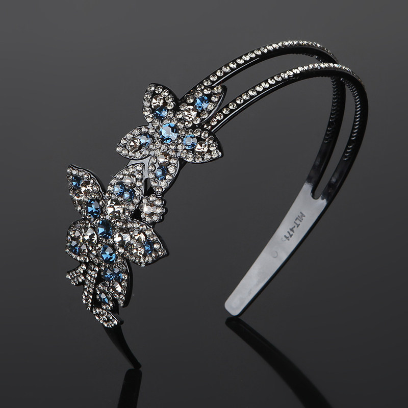 水钻发箍女宽边头箍带钻花朵发卡韩国压发水晶甜美头饰百搭发夹