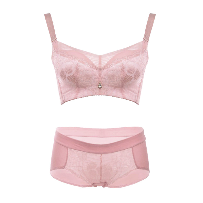 幂姿内衣衣大码无钢圈文胸无海绵薄透气聚拢文胸套装