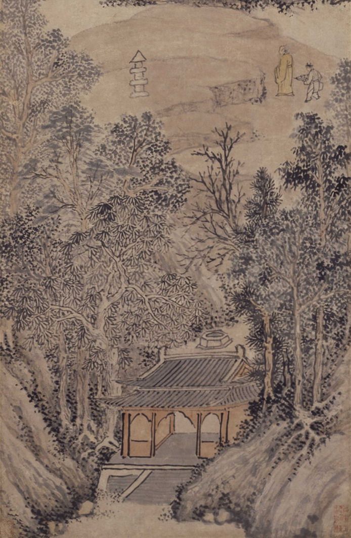 国画图赠前山虎丘钱谷装饰画四尺山水画书画条幅国画