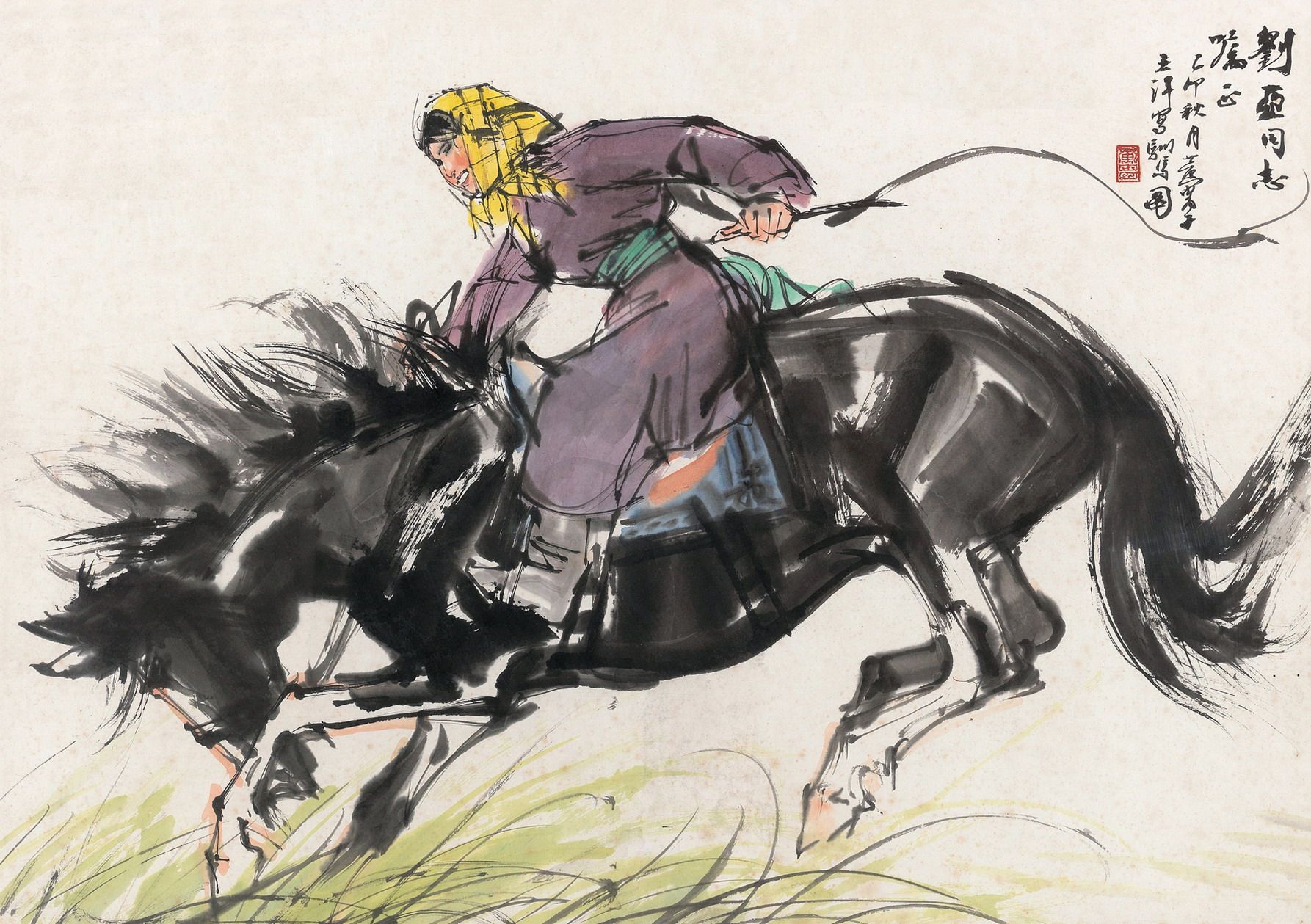 装饰画国画字画客厅人物画书法作品十品书画挂画黄胄国画