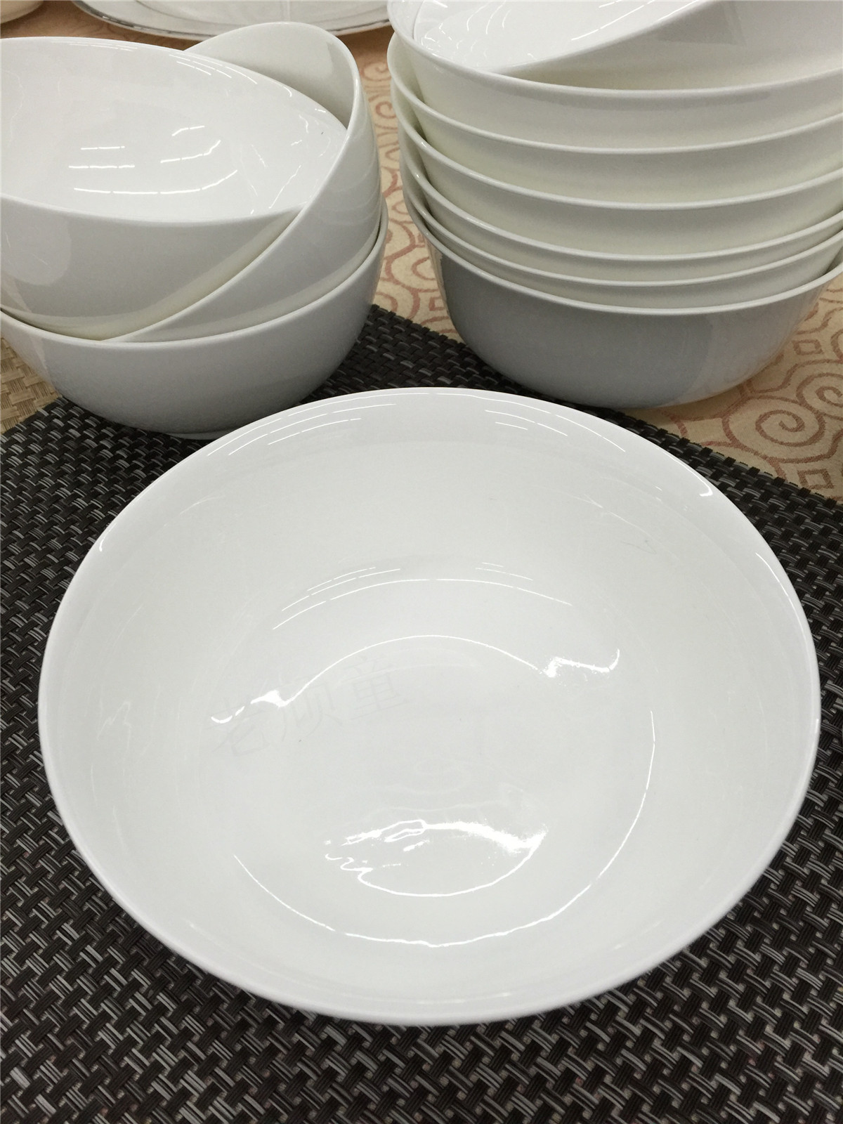 隆达骨瓷纯白无铅骨质餐具6寸面碗汤碗粥碗碗