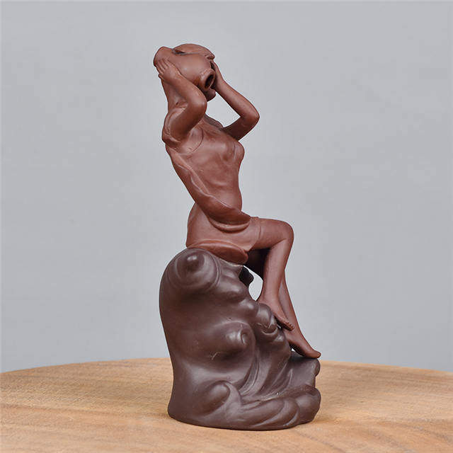 雕像古典风格手捧花瓶美女美人坐在海螺陶瓷香薰炉