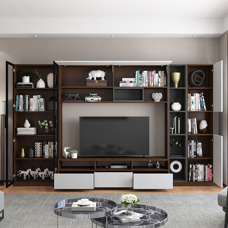 客厅整体电视柜55寸电视墙现代简约组合背景墙65寸电视电视柜