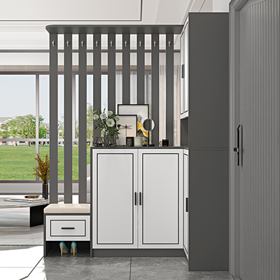 家用实木转角鞋柜玄关隔断一体靠墙门口进门镂空屏风入户柜子门厅