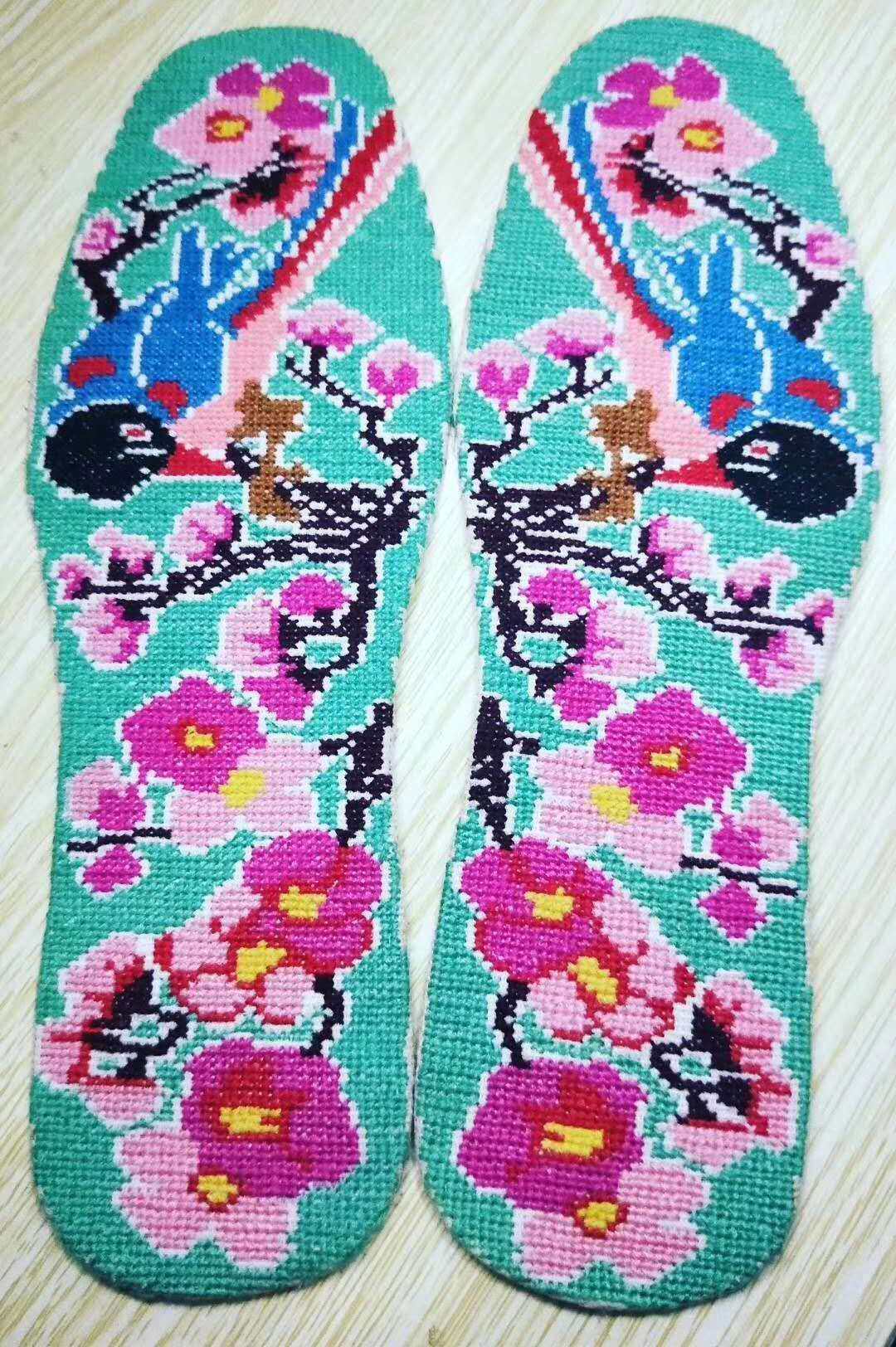 锦瑟青青彦彦手工鞋垫图纸小格子印花图样案大鞋垫