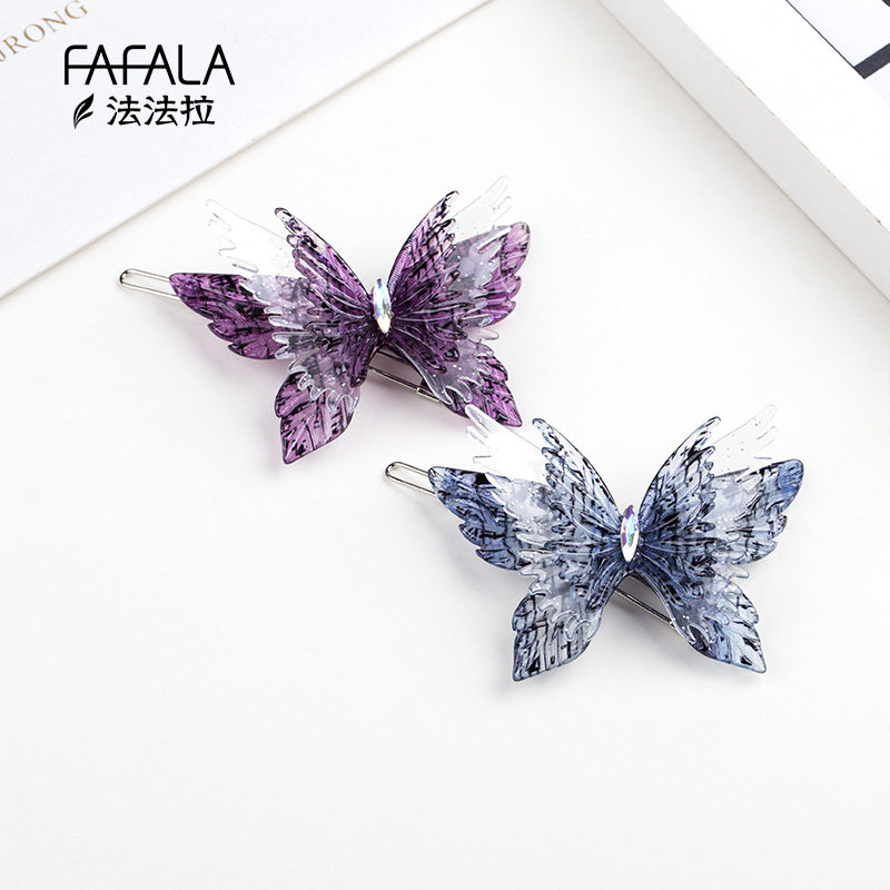 边夹女韩国侧边立体蝴蝶发卡卡子法国佩妮发夹发饰