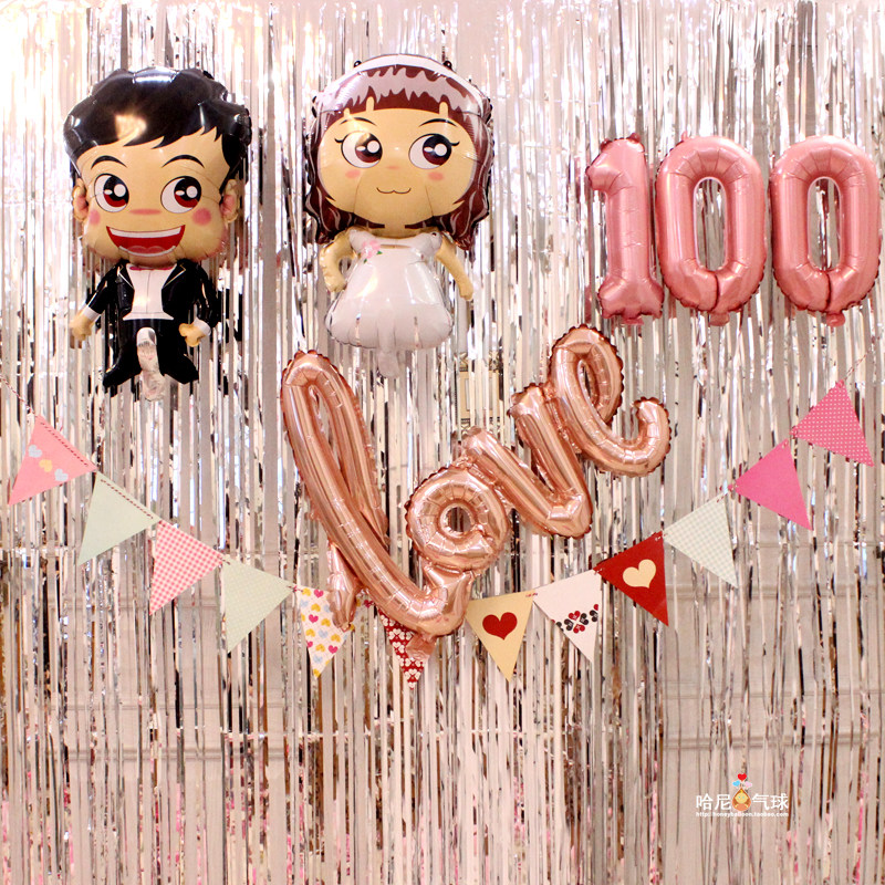 100天情侣恋爱纪念日布置气球装饰用品相识纪念惊喜气球