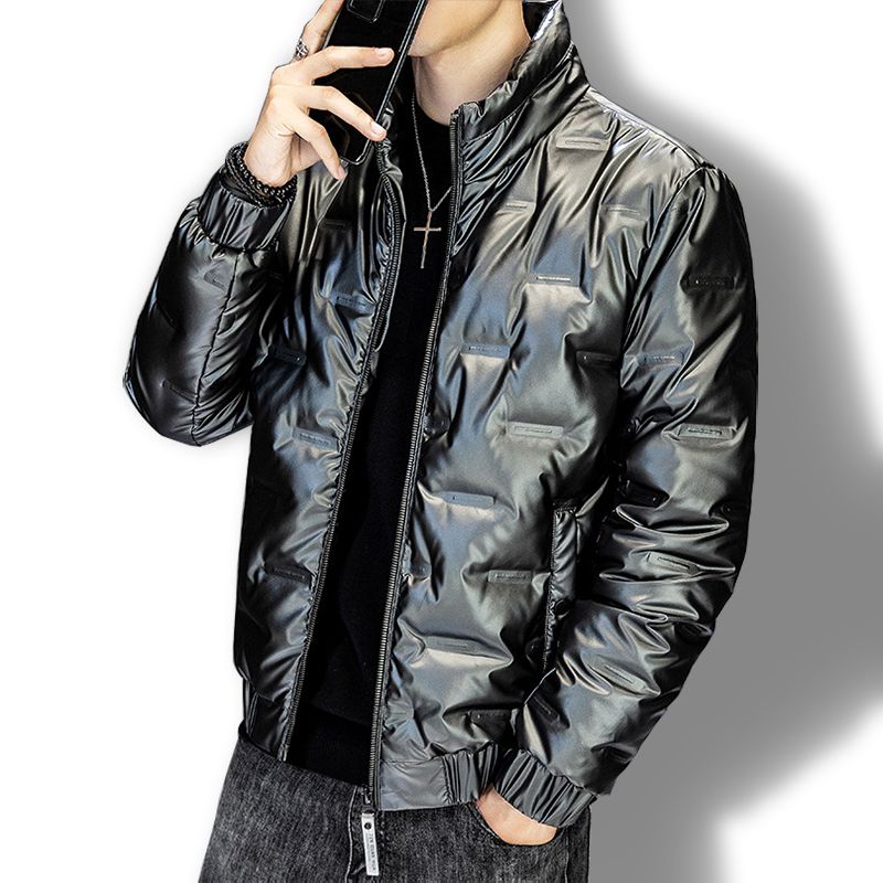 2020新款男装百搭立领冬季保暖亮面羽绒服青年男短款羽绒外套夹克