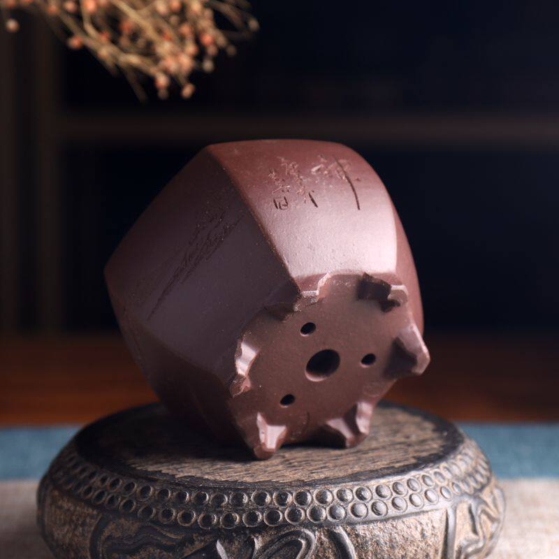 六方精品紫砂小花花盆苏兵底盘花盆