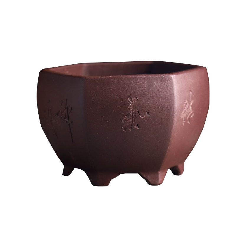 六方精品紫砂小花花盆苏兵底盘花盆