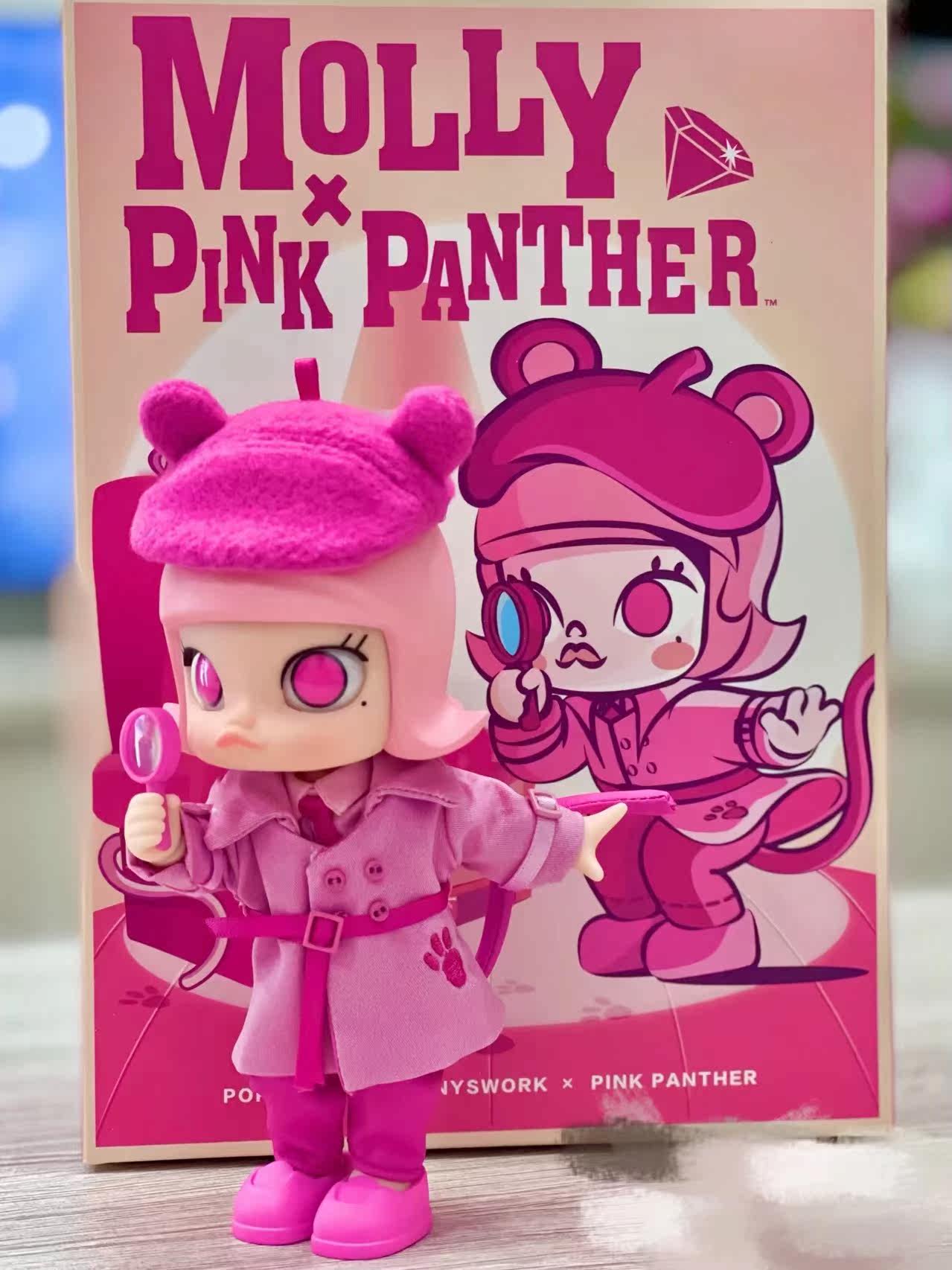 popmart泡泡玛特molly粉红豹可动人偶bjd潮流玩偶新年潮玩盲盒