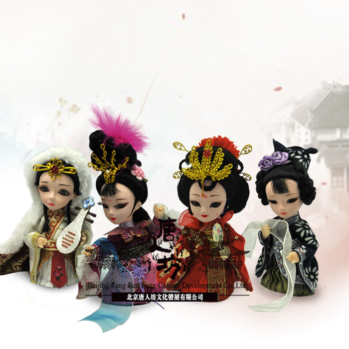 包邮唐人绢人四大美女外事商务元旦礼物工艺礼品绢人