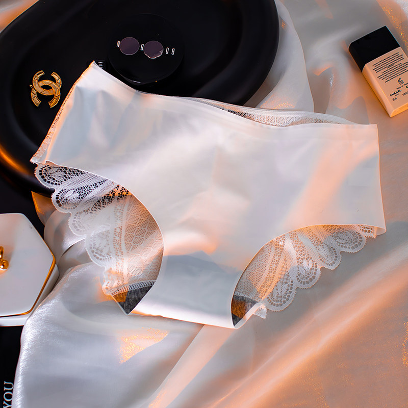 内裤一片片式无痕亲肤丝滑清凉拼接蕾丝微透女三角裤