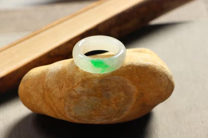 【玉石山房】天然a货冰种阳绿翡翠指环翡翠戒指男戒女戒玉戒指 - 玉石