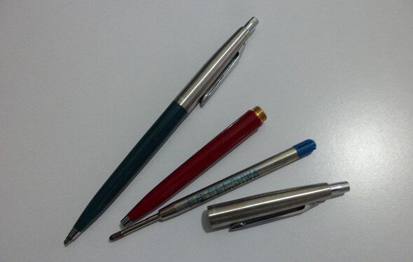 圆珠笔正品上海丰华钢套按动90年代经典圆珠笔