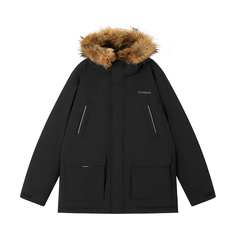 探路者羽绒服男冬季户外加厚保暖防风派克服中长款工装防寒服外套