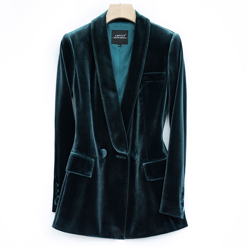 秋冬丝绒西装套装新款修身时尚职业帅气金丝绒西装