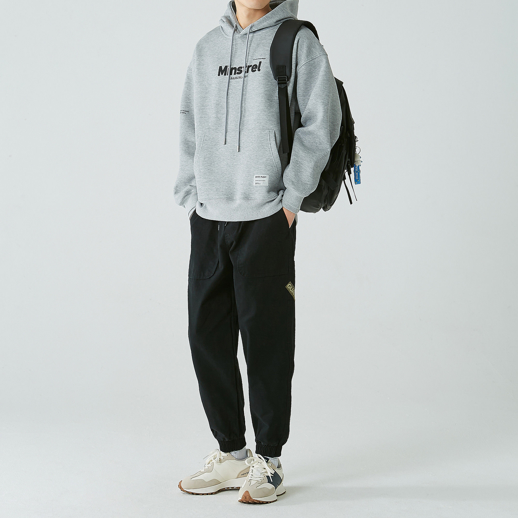 写意春秋新品潮牌字母印花连帽卫衣男装休闲卫衣