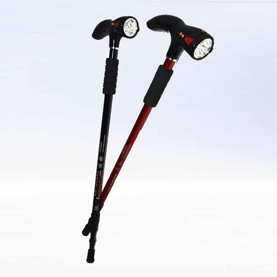 多功能拐杖老人伸缩智能手杖照明报警登山杖