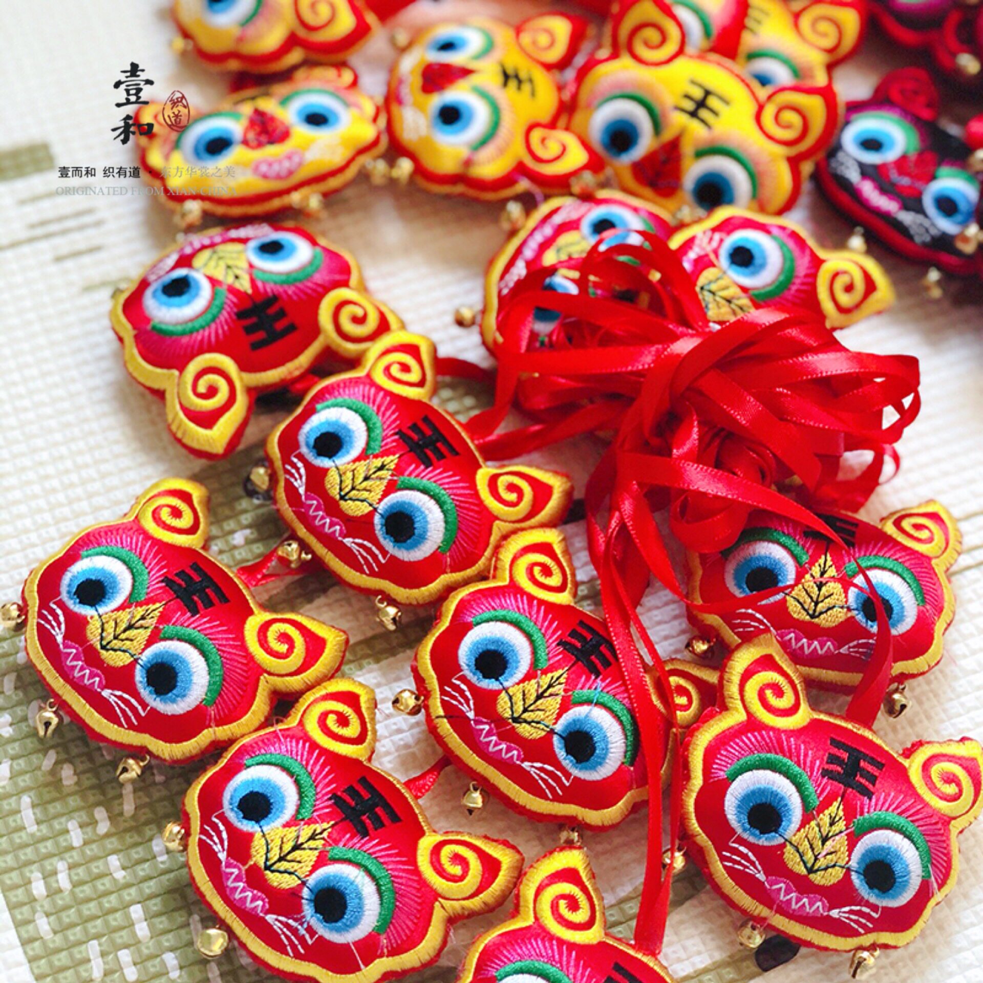 【壹和织道】宝宝老虎头挂脖小老虎民间刺绣挂饰婴儿车挂件挂件