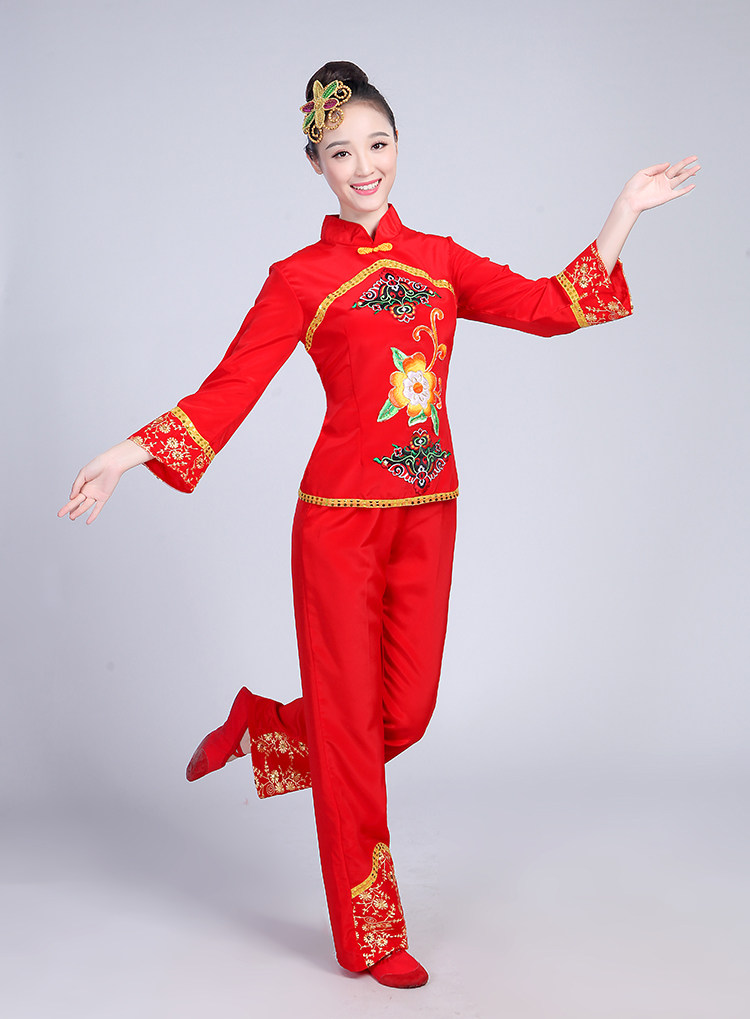 2019新款秧歌服腰鼓舞扇子舞蹈服装演出服装女成人中老年广场舞服