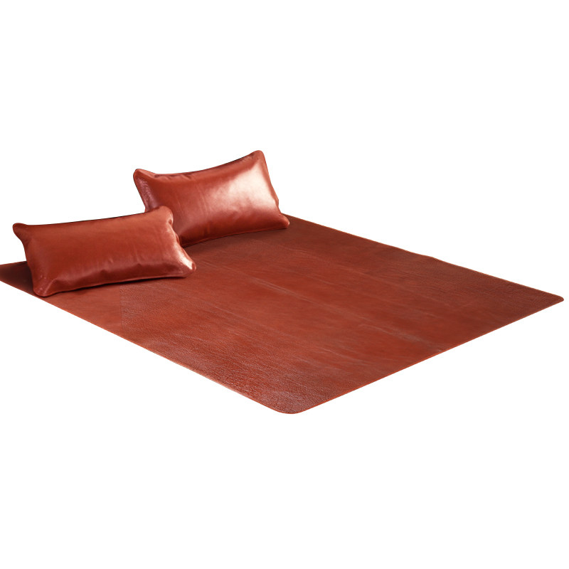 爱斯基摩人头层凉席无铬柔水牛皮席三件套折叠1.8米夏凉软席子5