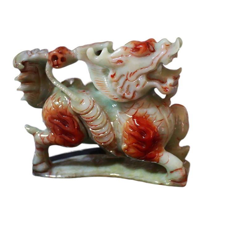 麒麟摆件岫玉玉石石麒麟送书如意大号一对促销摆件