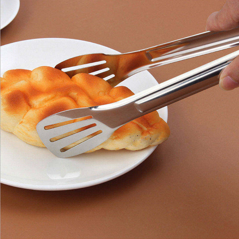 不锈钢食品夹面包夹防烫烧烤夹子加厚三线夹牛排夹耐高温烘焙用具