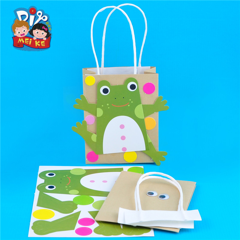 六一儿童节纸袋diy手工幼儿园卡通动物手拎袋手工纸袋材料包制作