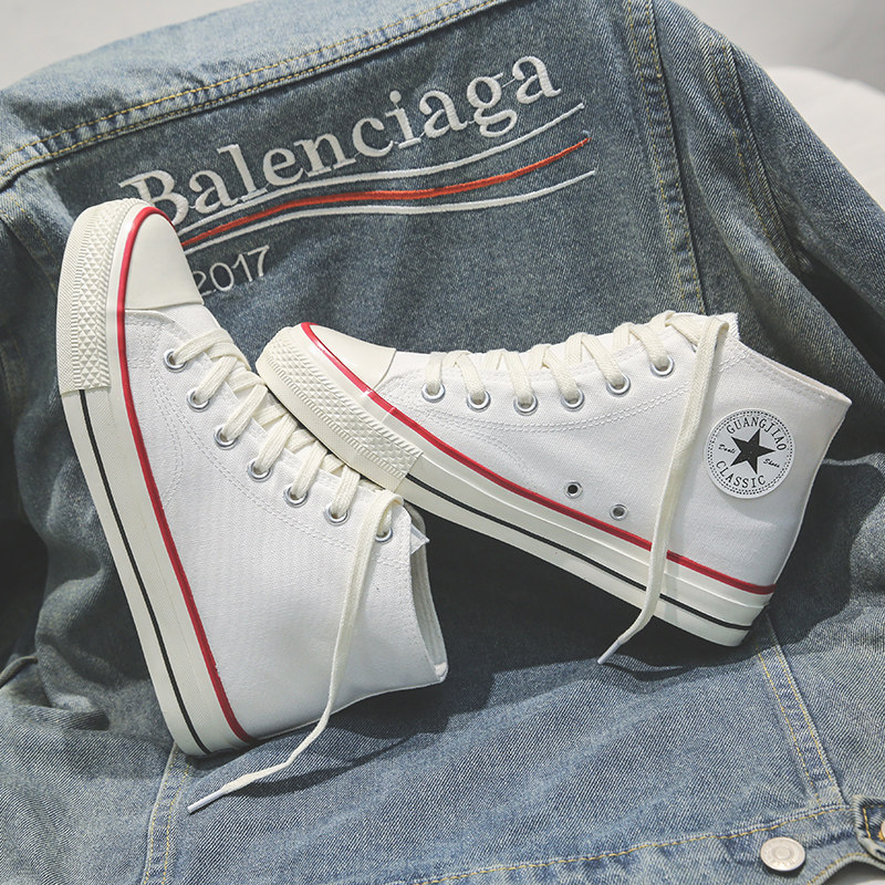 冬季情侣布鞋加绒橄榄绿高帮男绿色高腰帆布鞋