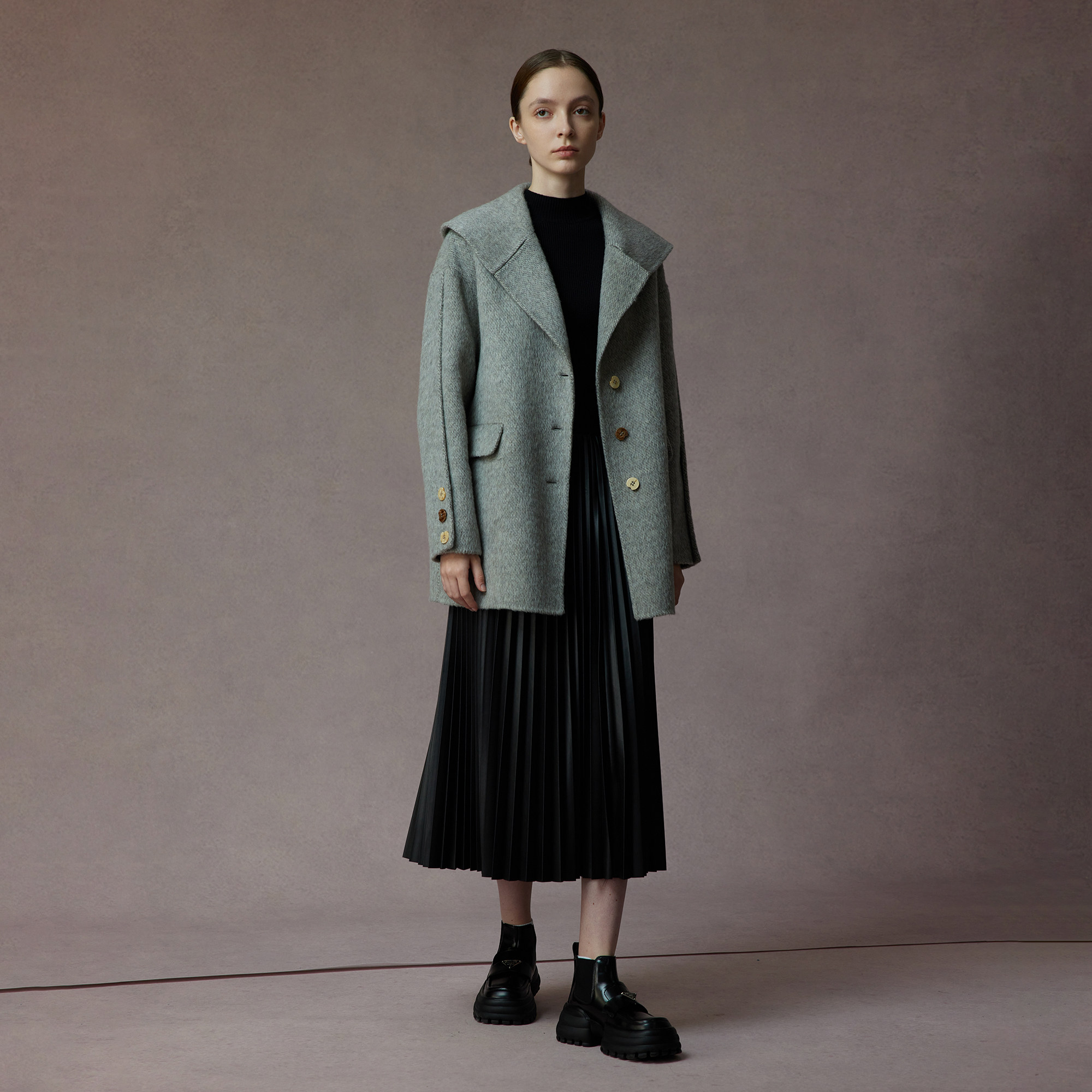 大衣basichouse百家好2022冬季新款毛呢韩版通勤毛呢外套