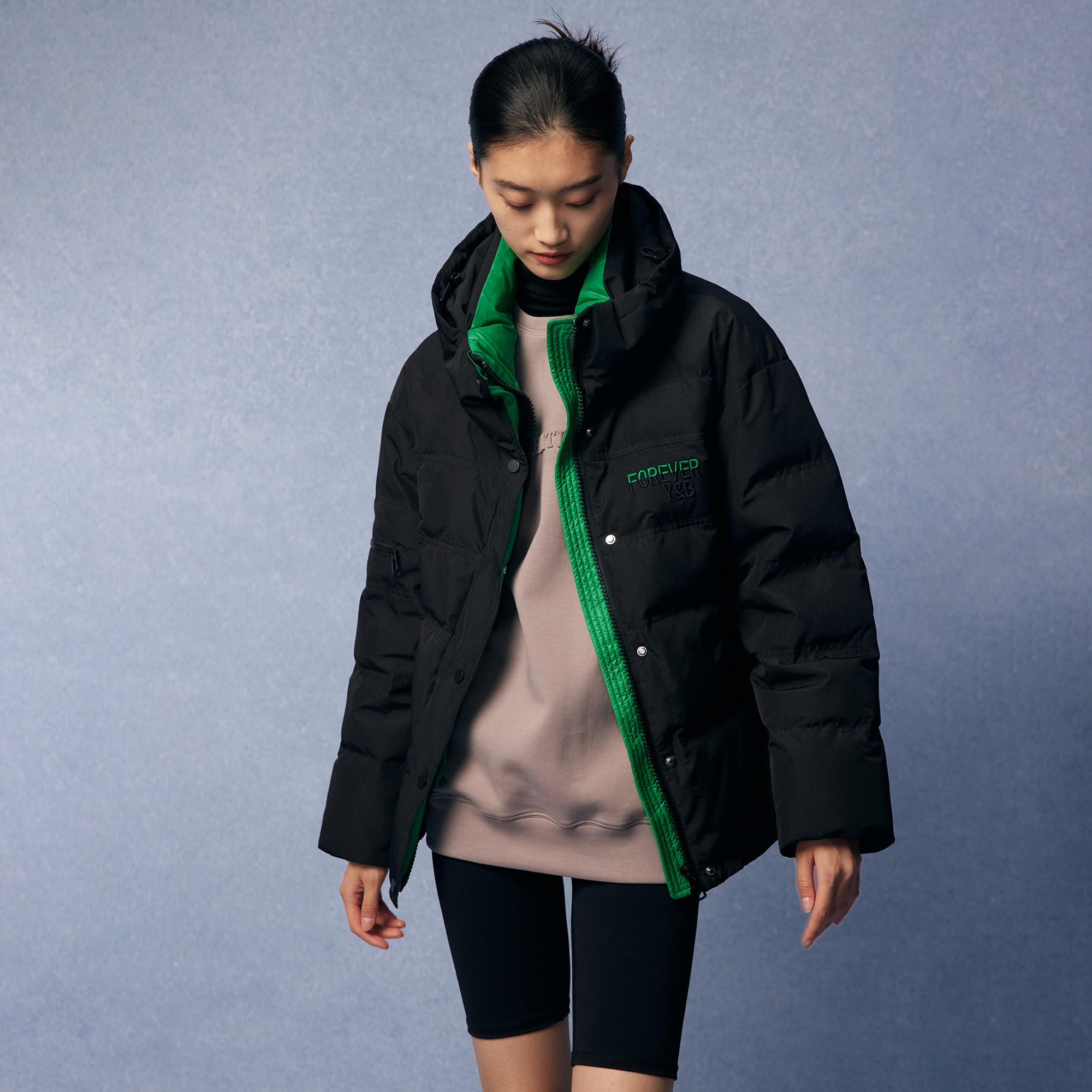 basichouse百家好撞色羽绒服女款2022年冬季新款时尚羽绒服