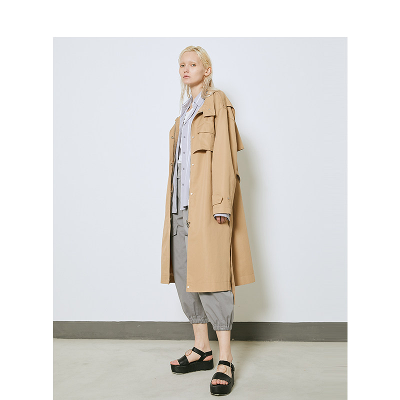 basichouse百家好2021春秋商场同款韩风显瘦中长风衣