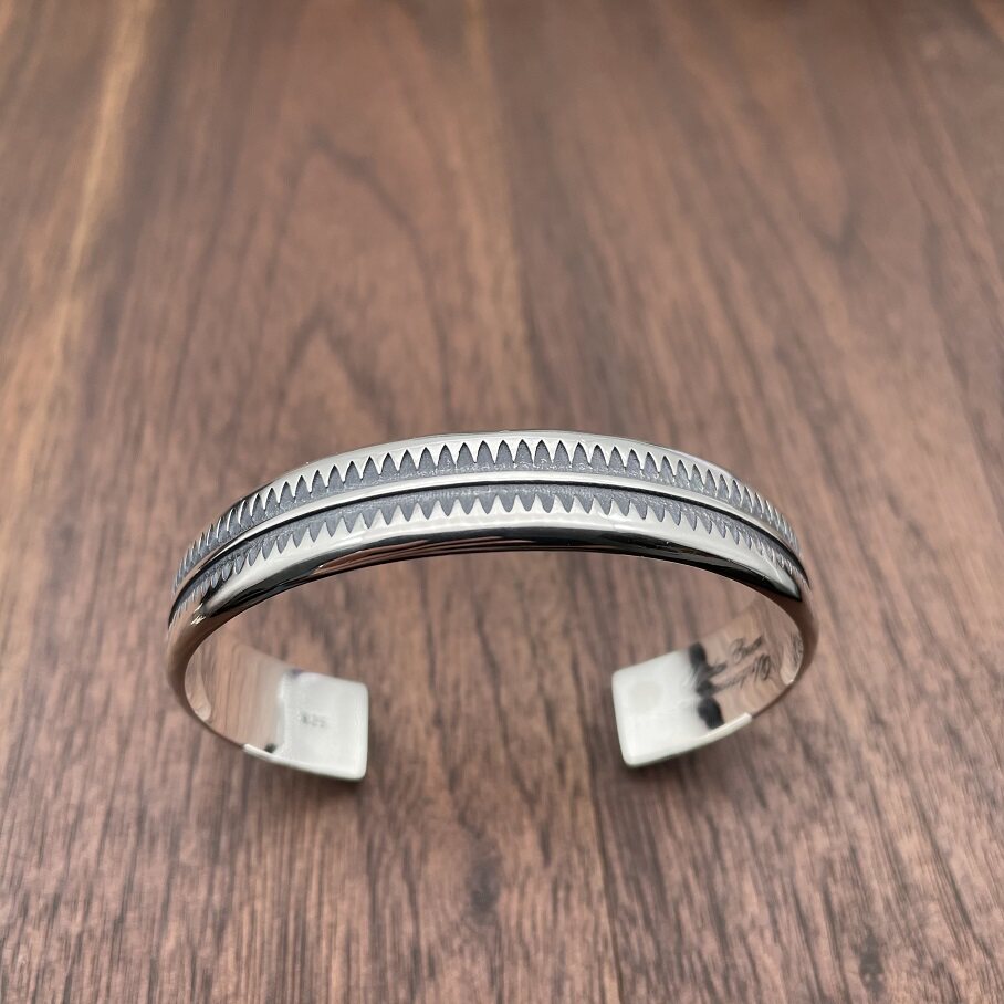 手镯思涵银工undercover高桥锯齿男女女款纯银开口手镯