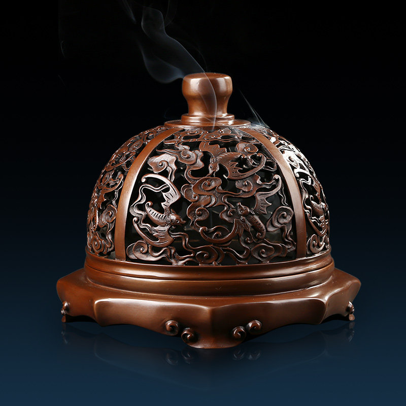 香炉紫铜家居香薰祥云如意大号禅意盘香仿古香薰炉