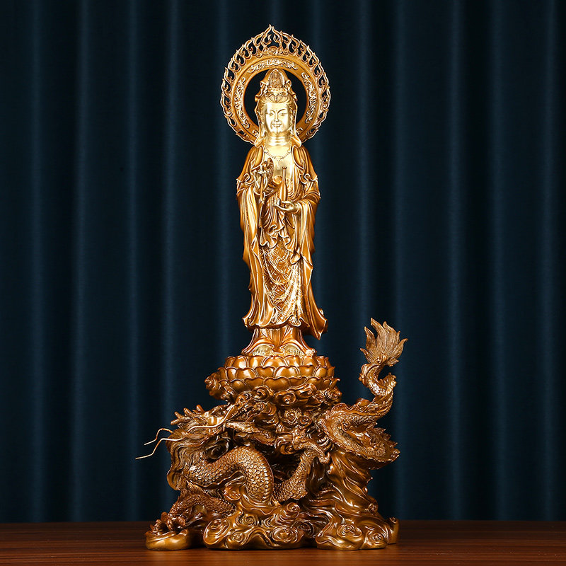 观音纯铜菩萨像龙家居供奉供佛摆件大号工艺品摆件