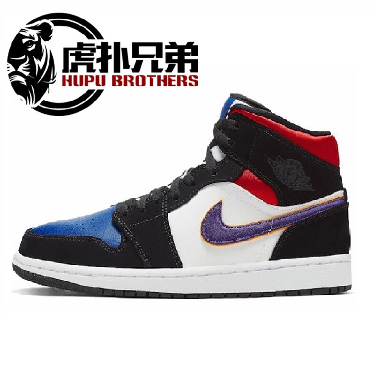 脚趾airjordanaj1mid黑红曜石扣碎红蓝湖人桑德篮球鞋