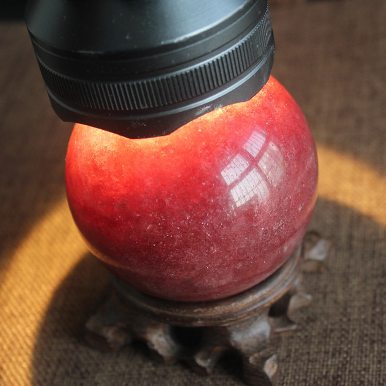 水玉冰魄天然草莓晶球摆件红色水晶球爱情家居店铺摆件