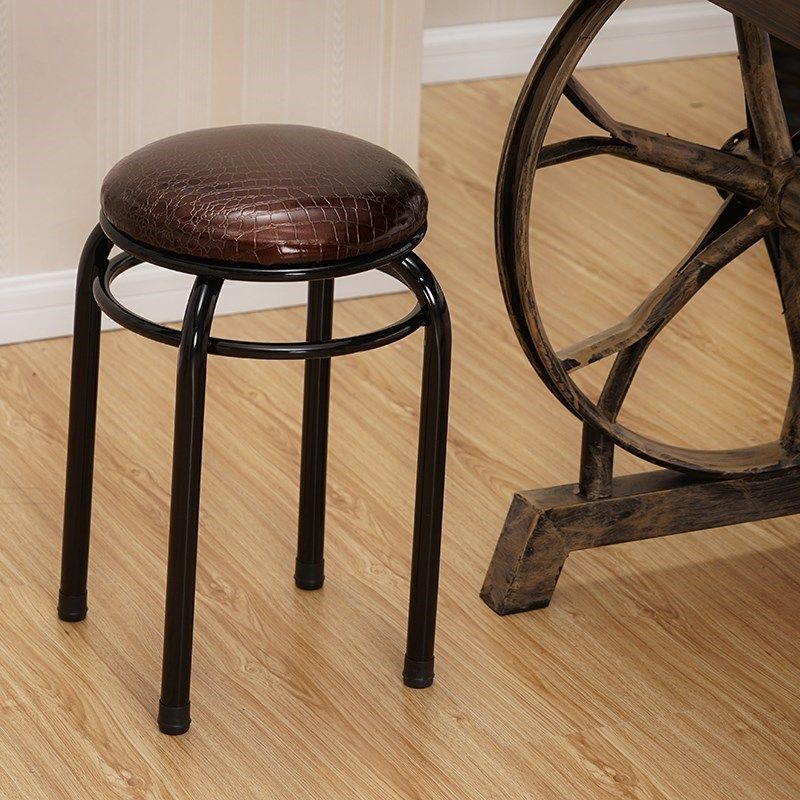 家用软面小板凳钢筋凳金属圆凳现代简约客厅铁圆凳子登子铁腿凳子